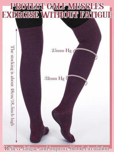 3 Pairs Yoga Socks for Women Non Slip Five Toe Compression Socks Knee High Stockings for Yoga Barre Pilates Dance in Saudi Arabia