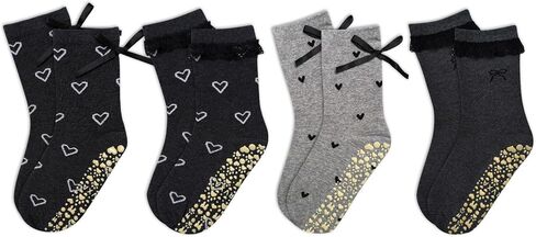 4 أزواج من الجوارب البيلاتيس اللطيفة للنساء بنمط القوس المزخرف بالدانتيل جوارب غير قابلة للانزلاق لليوجا والبار وحافي القدمين in Kuwait