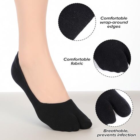 cobee 3Pairs Tabi Socks for Women, Tabi Sock, Split Toe Design Ice Silk No Show Flip Flop Socks Split Toe Non Slip Low Cut for Loafers Sandals in Saudi Arabia
