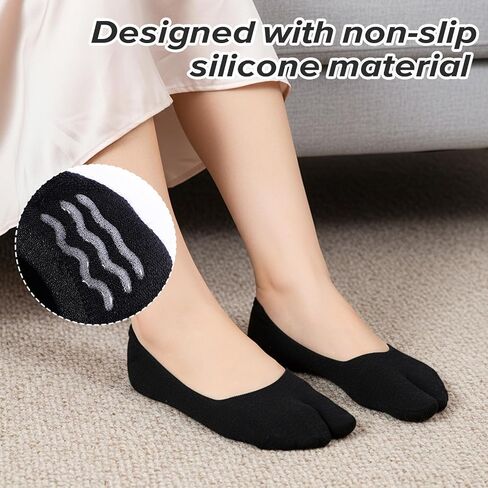 cobee 3Pairs Tabi Socks for Women, Tabi Sock, Split Toe Design Ice Silk No Show Flip Flop Socks Split Toe Non Slip Low Cut for Loafers Sandals in Saudi Arabia