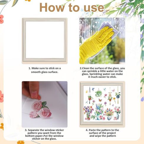 9 Sheet Spring Window Clings Spring Easter Party Decorations Flowers Plants Easter Reusable Window Stickers Double-Sided for Holiday Home School Office Decor Supplies in Kuwait