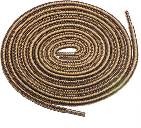 أربطة أحذية مستديرة سميكة وشديدة التحمل مقاس 1/5 بوصة من خشب البتولا للأحذية طويلة الرقبة وأحذية المشي لمسافات طويلة. (63 بوصة (161 سم) -L، بني/أسمر فاتح) in Kuwait