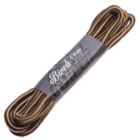 أربطة أحذية مستديرة سميكة وشديدة التحمل مقاس 1/5 بوصة من خشب البتولا للأحذية طويلة الرقبة وأحذية المشي لمسافات طويلة. (63 بوصة (161 سم) -L، بني/أسمر فاتح) in Kuwait