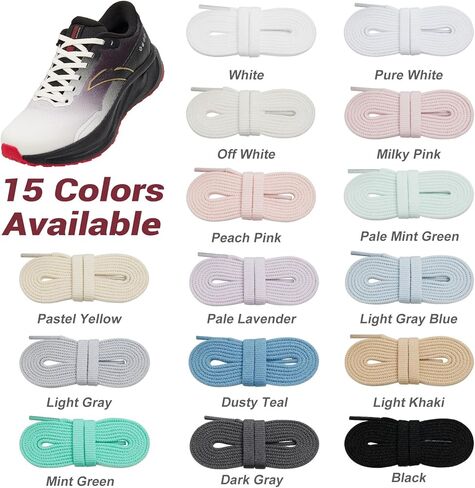 Handshop 2 Pairs 1/4" Flat Running Shoe Laces for Sneakers, Athletic Shoelaces in 15 Colors 39"-63" for Sports Shoes in Saudi Arabia