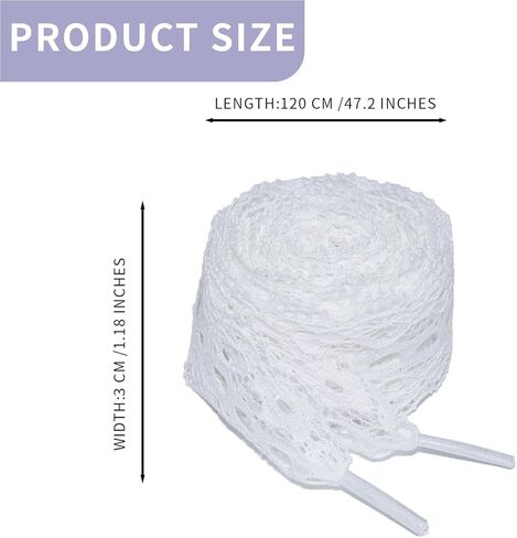 2 Pairs Lace Shoelaces - 120CM Flat Ribbon Shoe Laces for Women, 3CM Wide Fancy Sneaker Shoelaces, Decorative and Comfortable – White in Saudi Arabia