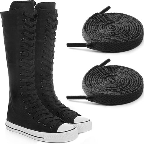 أربطة أحذية عالية للركبة من UamGlsob لأحذية Converse Chuck Taylor All Star، أربطة أحذية بوليستر طويلة مسطحة 8 مم، أربطة بديلة in Saudi Arabia