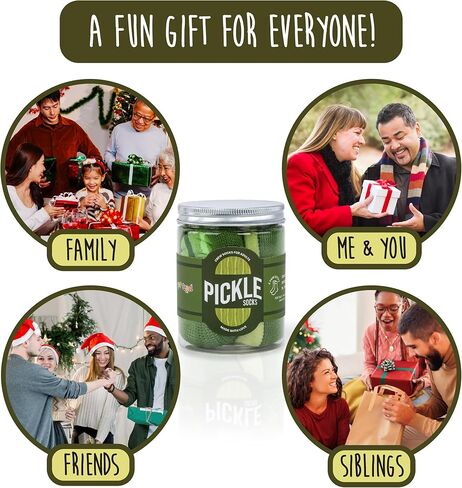 Pickle Novelty Crew Socks – Big Dill Funny Design – Green Striped Pattern – 2 Pairs in Mason Jar Packaging – Easter Basket Filler Gift for Adults in Kuwait