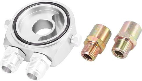 Universal Car Aluminum Alloy Oil Filter Cooler Sandwich Thread Plate Adapter Oil Cooler Kit Silver Tone M20x1.5 1/8 NPT Auto Replacement Parts in Saudi Arabia