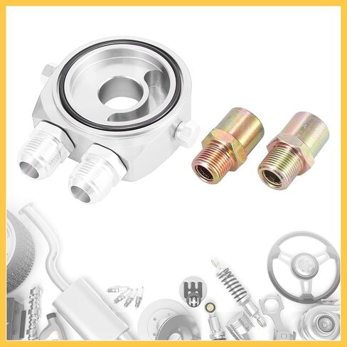 Universal Car Aluminum Alloy Oil Filter Cooler Sandwich Thread Plate Adapter Oil Cooler Kit Silver Tone M20x1.5 1/8 NPT Auto Replacement Parts in Saudi Arabia