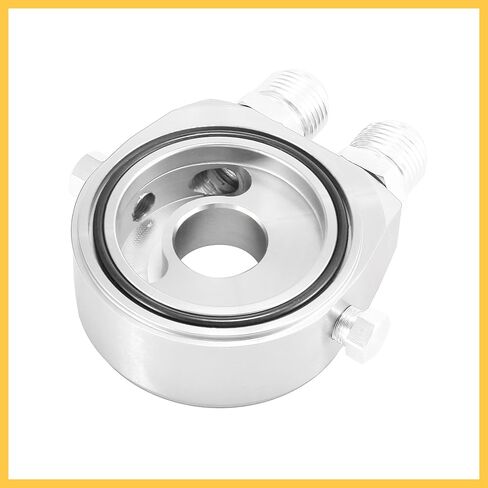 Universal Car Aluminum Alloy Oil Filter Cooler Sandwich Thread Plate Adapter Oil Cooler Kit Silver Tone M20x1.5 1/8 NPT Auto Replacement Parts in Saudi Arabia