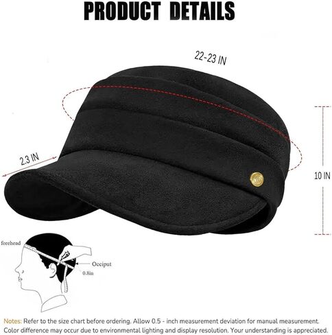 Women's Suede Newsboy Cap with Adjustable Hook-and-Loop & Soft Foldable Brim for Fall Winter（Black） in Saudi Arabia