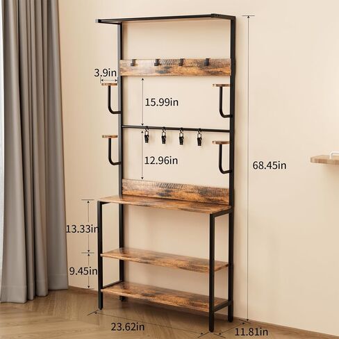 Motorcycle Helmet Holder Floor Mounted Stand, Wall Mount with Helmet Rack, 4 Glove Chips and 4 Hooks, Rustic Helmets Holder and Motorcycle Helmets Rack for Most of Helmet in Saudi Arabia