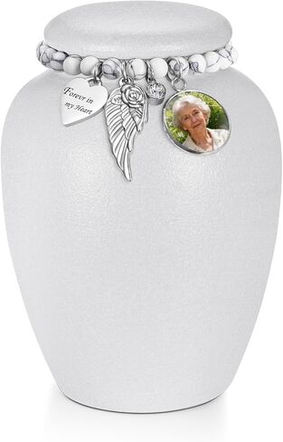 SOITIS Urn for Human Ashes Keepsake- 4.8 Inches White Ceramic Urn Ashes Keepsake, Memorial Holder Decorative Urn, Funeral Cremation Urns for Women Men in Saudi Arabia