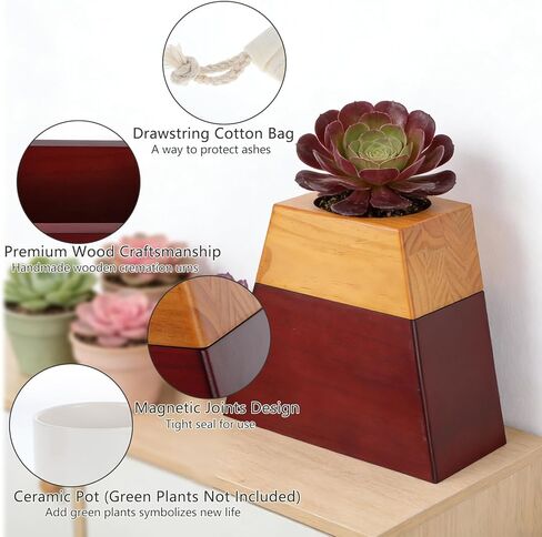 Plant Urn for Human Ashes Adult – Handcrafted Plant Memorial Urn with Ceramic Pot, Magnetic Closure & Cotton Ash Bag – Decorative Keepsake for Humans or Pets in Kuwait