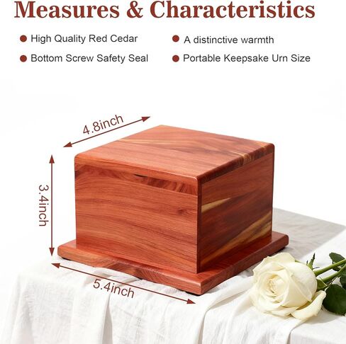 Small Cremation Urn for Human Ashes- Handcrafted Cedar Wood Keepsake Urn Box for Ashes, Memorial Urn for Men & Women, Holds 38 Cubic Inches in Saudi Arabia