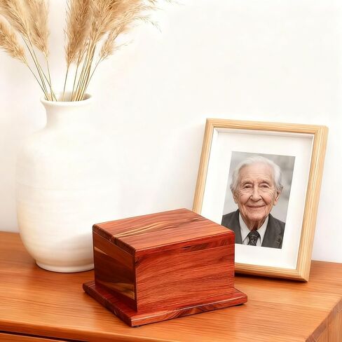 Small Cremation Urn for Human Ashes- Handcrafted Cedar Wood Keepsake Urn Box for Ashes, Memorial Urn for Men & Women, Holds 38 Cubic Inches in Saudi Arabia
