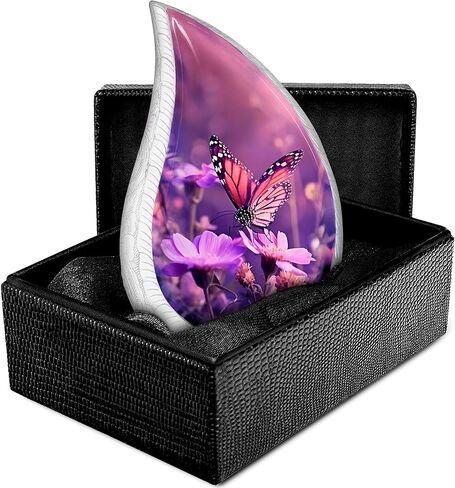 Trupoint Memorials Small Urns for Human Ashes Keepsake, Decorative Mini Cremation Urn for Adult Men & Women – Small, Purple Blue Butterfly Teardrop in Saudi Arabia