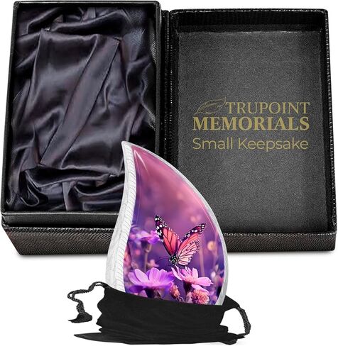 Trupoint Memorials Small Urns for Human Ashes Keepsake, Decorative Mini Cremation Urn for Adult Men & Women – Small, Purple Blue Butterfly Teardrop in Saudi Arabia