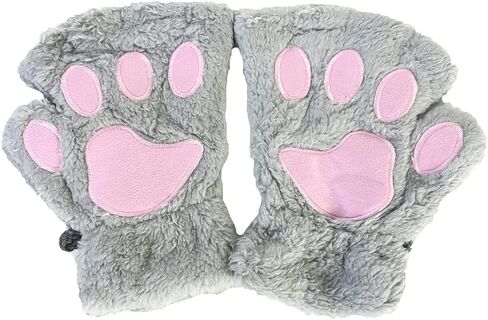 Fashion Culture Plush Fuzzy Paw Fingerless Texting Gloves in Saudi Arabia