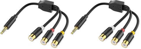 J&D AV Component Adapter, 3 RCA to 3.5 mm AV Input Adapter Compatible with Sony TV, Compatible with Sony TV, DVD Players, Gaming Consoles, 7.8 inch in Saudi Arabia