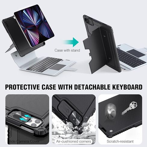 Nillkin for Samsung Galaxy Tab S10 Plus/S9 Plus Case with Keyboard, Multi-Touch Trackpad, Detachable Backlit Keyboard Case with Slide Camera Cover and Pencil Holder for Samsung Tablet S9+/S10+ 12.4" in Saudi Arabia