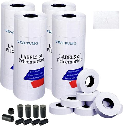 2 Line Price Labels - 40 Rolls of Pricing Labels (16,000 Blank Tags) with 5 Ink Rolls - Compatible with MX-6600, MX-6602, YH-689 (Gun Not Included) in Kuwait