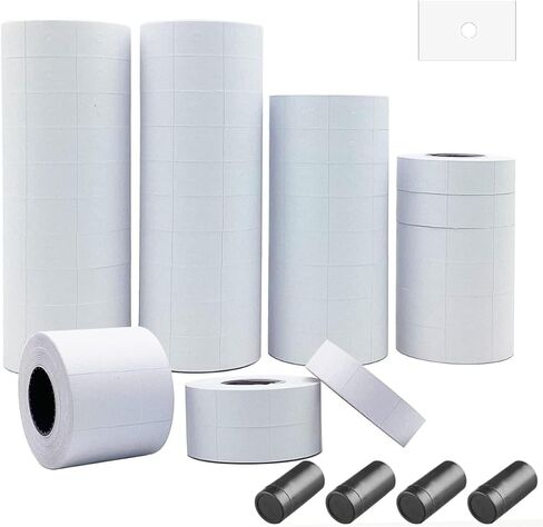 2 Line Price Labels - 40 Rolls of Pricing Labels (16,000 Blank Tags) with 5 Ink Rolls - Compatible with MX-6600, MX-6602, YH-689 (Gun Not Included) in Kuwait