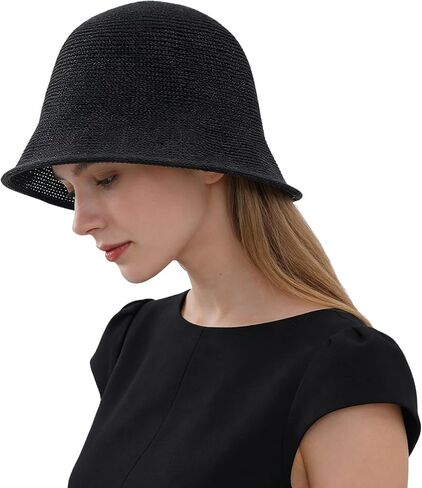 MILAKOO Crochet Bucket Hat Knit Braided Floppy Soild Color Cap for Women Foldable Sun Bowler Hat in Saudi Arabia