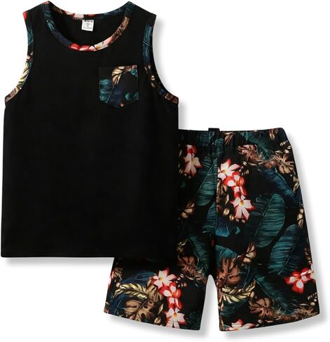 Boys Summer Clothes 2 Piece Sleeveless Tank Tops Workout Casual Shorts Set Summer Outfits for Teen Tween Boys 6-12Y in Kuwait