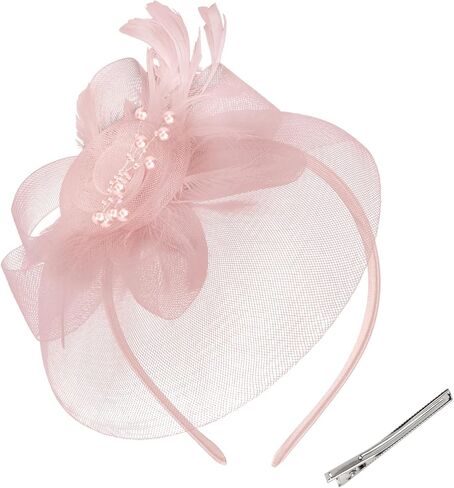 Womens Fascinators Mesh Hats Tea Party Hats for Women Feather Veil Headband in Saudi Arabia
