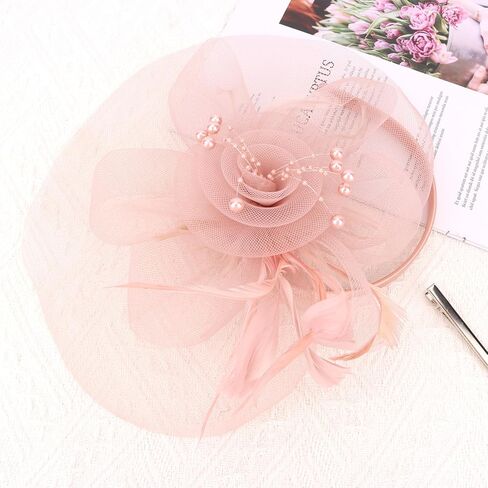Womens Fascinators Mesh Hats Tea Party Hats for Women Feather Veil Headband in Saudi Arabia
