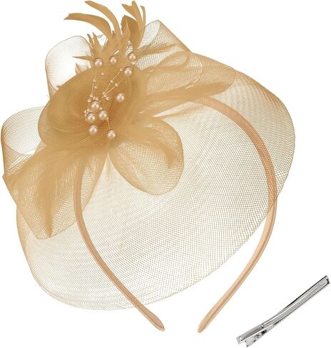 Womens Fascinators Mesh Hats Tea Party Hats for Women Feather Veil Headband in Saudi Arabia