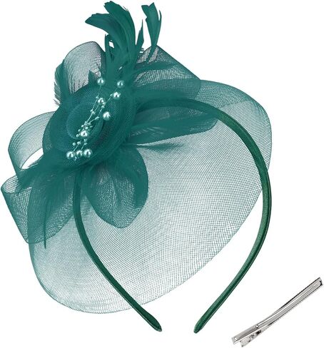 Womens Fascinators Mesh Hats Tea Party Hats for Women Feather Veil Headband in Saudi Arabia