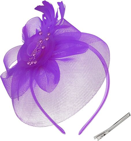 Womens Fascinators Mesh Hats Tea Party Hats for Women Feather Veil Headband in Saudi Arabia