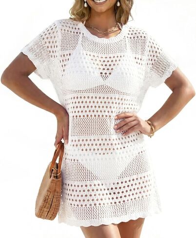 CoCozy Women Swimsuit Coverup Crochet Bathing Suit Beach Cover Ups Summer Knit Bikini Beachwear Pullover Swimwear in Saudi Arabia