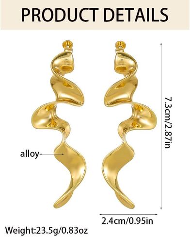 Gold Irregular Cilp-On Earrings for Women Geometric Drop Long Statement Dangle Large Cilp On Earring Unique Abstract Non Pierced Earings Jewelry Gifts in Saudi Arabia