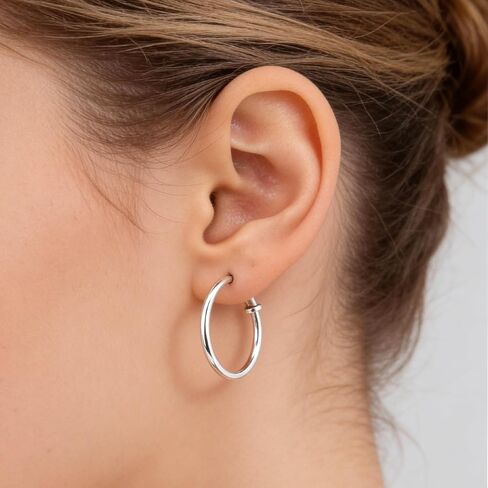 4 Pairs Clip On Hoop Earrings for Women Men, Non Pierced Silver Clip Earrings Lightweight Jewelry Earring Set - 4 Sizes in Saudi Arabia