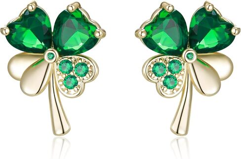 Flyonce St Patricks Day Clip On Earrings, Green Leaf Lucky Clover Small Shamrock Stud Earring for Non Pierced Ears Irish Holiday Jewelry Gifts for Women Ladies in Saudi Arabia