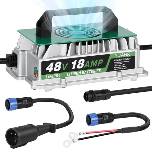 شاحن بطارية LiFePO4 48 فولت 18 أمبير 58.4 فولت شاحن بطارية ليثيوم، IP67 مقاوم للماء، استيقاظ 0 فولت، شاحن ذكي 18 أمبير LiFePO4 لبطاريات LiFePO4 58.4 فولت (51.2 فولت) لسيارة النادي/الطاقة الشمسية/RVs/عربة الجولف in Kuwait