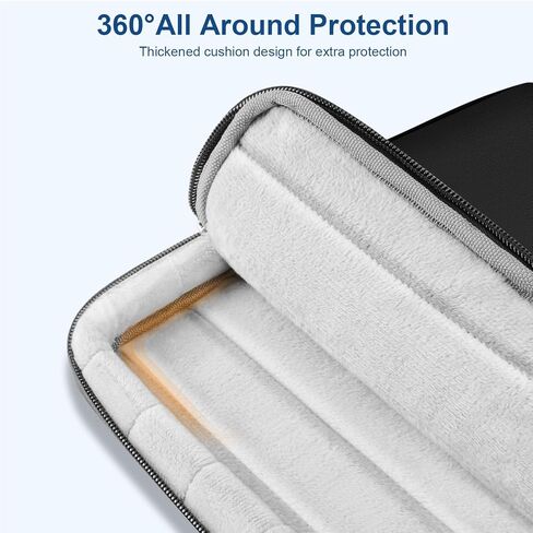 حقيبة كمبيوتر محمول واقية MOSISO 360 مقاس 13.3 بوصة، وحقيبة كمبيوتر محمول 13-14 بوصة متوافقة مع MacBook Air/Pro 13 / Pro 14، وHP Dell Acer ASUS، حقيبة حمل جانبية مفتوحة مع جيب مرتفع ومقبض من البولي يوريثان وحزام، أسود in Kuwait