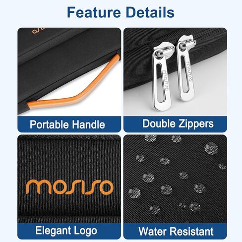 حقيبة كمبيوتر محمول واقية MOSISO 360 مقاس 13.3 بوصة، وحقيبة كمبيوتر محمول 13-14 بوصة متوافقة مع MacBook Air/Pro 13 / Pro 14، وHP Dell Acer ASUS، حقيبة حمل جانبية مفتوحة مع جيب مرتفع ومقبض من البولي يوريثان وحزام، أسود in Kuwait