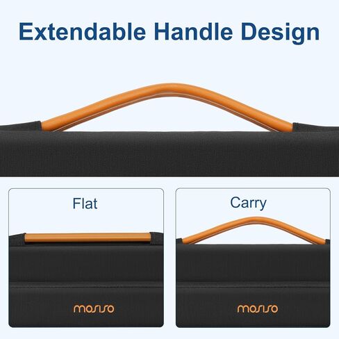 حقيبة كمبيوتر محمول واقية MOSISO 360 مقاس 13.3 بوصة، وحقيبة كمبيوتر محمول 13-14 بوصة متوافقة مع MacBook Air/Pro 13 / Pro 14، وHP Dell Acer ASUS، حقيبة حمل جانبية مفتوحة مع جيب مرتفع ومقبض من البولي يوريثان وحزام، أسود in Kuwait