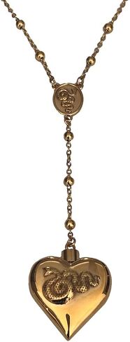 womens Saint Lana Del Rey LDR Style Stash Necklace / Rosary Chain / Hollow Pendent / Heart Shaped With Snakes & Spoon, gold in Saudi Arabia