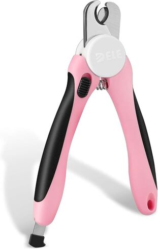 Flexzion Dog Cat Nail Clipper and Trimmer، أداة العناية بمخلب إصبع القدم للحيوانات الأليفة مع شفرات من الفولاذ المقاوم للصدأ، مبرد سهل الإمساك بمقبض أمان، تجنب الإفراط في القطع لجرو صغير ومتوسط ​​وكبير، وردي in Kuwait