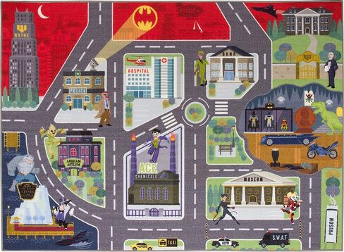 DC Comics Justice League Metropolis City Adventure Road Play Rug 3x5 | Kids Toy Car Play Mat Carpet for Toddler Classroom, Playroom & Baby Nursery in Kuwait