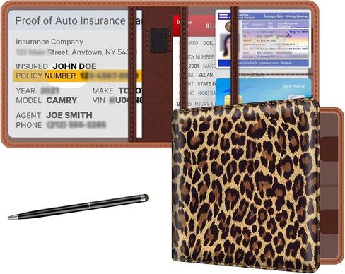 bvya Car Registration Insurance Card Holder, Glove Box Organizer Documents, ID, Driver License, Key Contact Paperwork Wallet, Accessories Storage Case for Truck, Vehicle, Auto, Men & Women with a Pen in Saudi Arabia