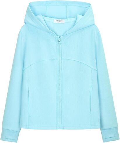 سويت شيرت بقلنسوة خفيف الوزن للفتيات بسحاب للأطفال، سويت شيرت ناعم كاجوال بغطاء للرأس مع فتحات للإبهام in Kuwait