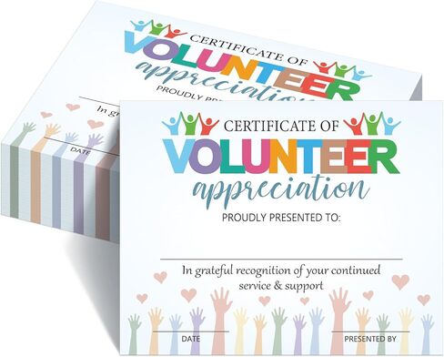 50 Pack Certificate of Volunteer Appreciation Paper Volunteer Award Certificates Thank You Awards Recognition for Nonprofits, Schools, Churches, Community Events, 11 x 8.3 Inch in Saudi Arabia