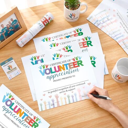 50 Pack Certificate of Volunteer Appreciation Paper Volunteer Award Certificates Thank You Awards Recognition for Nonprofits, Schools, Churches, Community Events, 11 x 8.3 Inch in Saudi Arabia