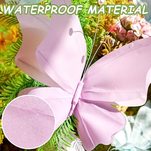 SUNBEAUTY Butterfly Party Decorations, 3D Butterflies, Water Proof Wedding Decor, Hanging Butterflies for Baby Shower Birthday Decor Party Girls, Women, PET Plastic Butterfly for Wall Decor, Set of 4 in Kuwait